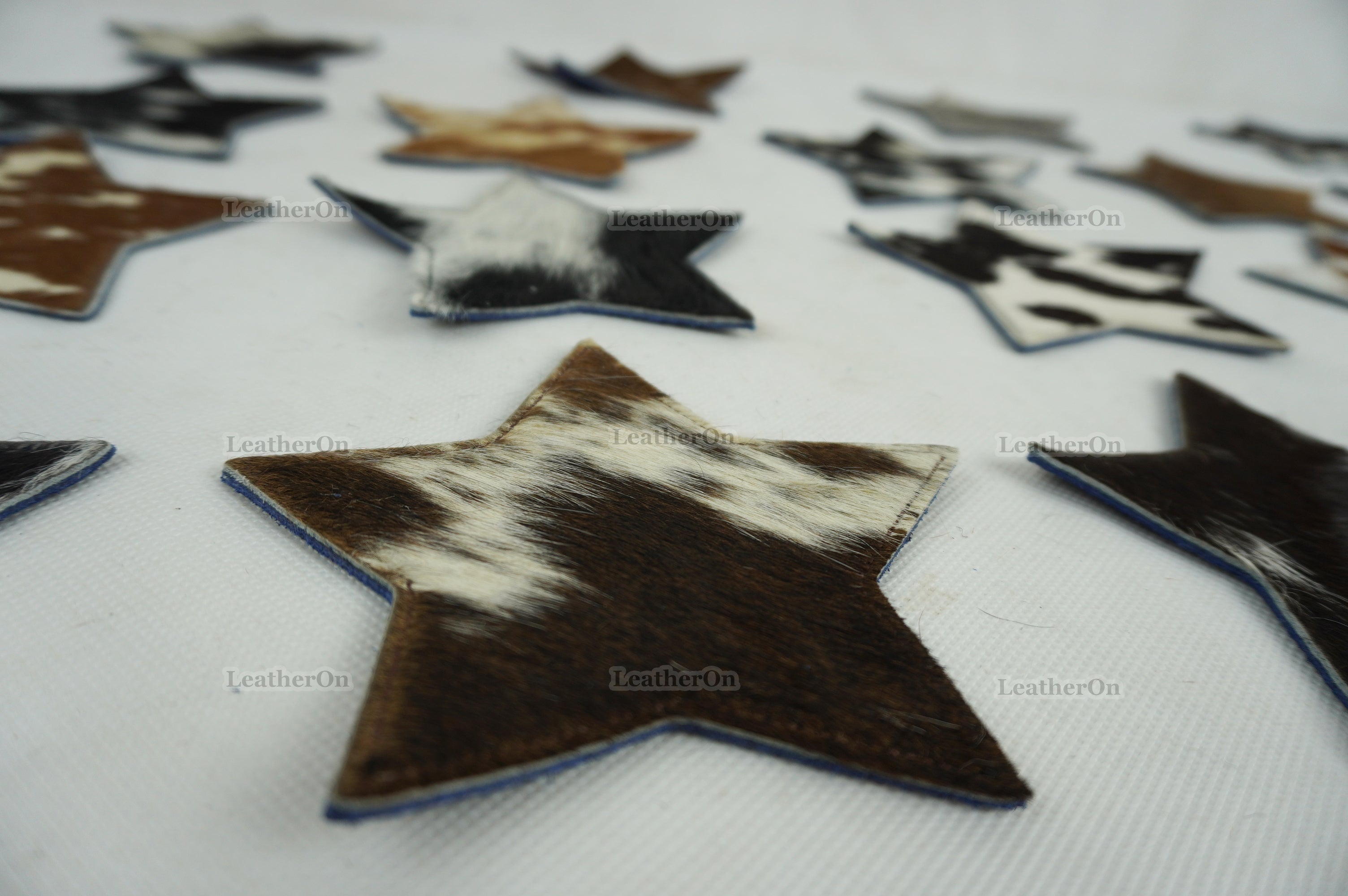 Cowhide Tea Coasters | Real Hair-on-Leather Tea Coasters | Star Shape Multi Color