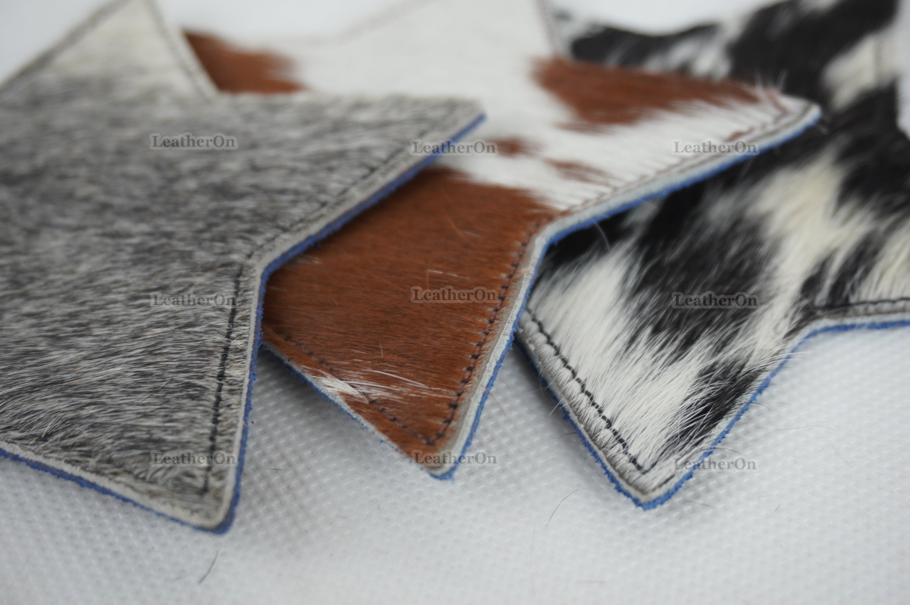 Cowhide Tea Coasters | Real Hair-on-Leather Tea Coasters | Star Shape Multi Color