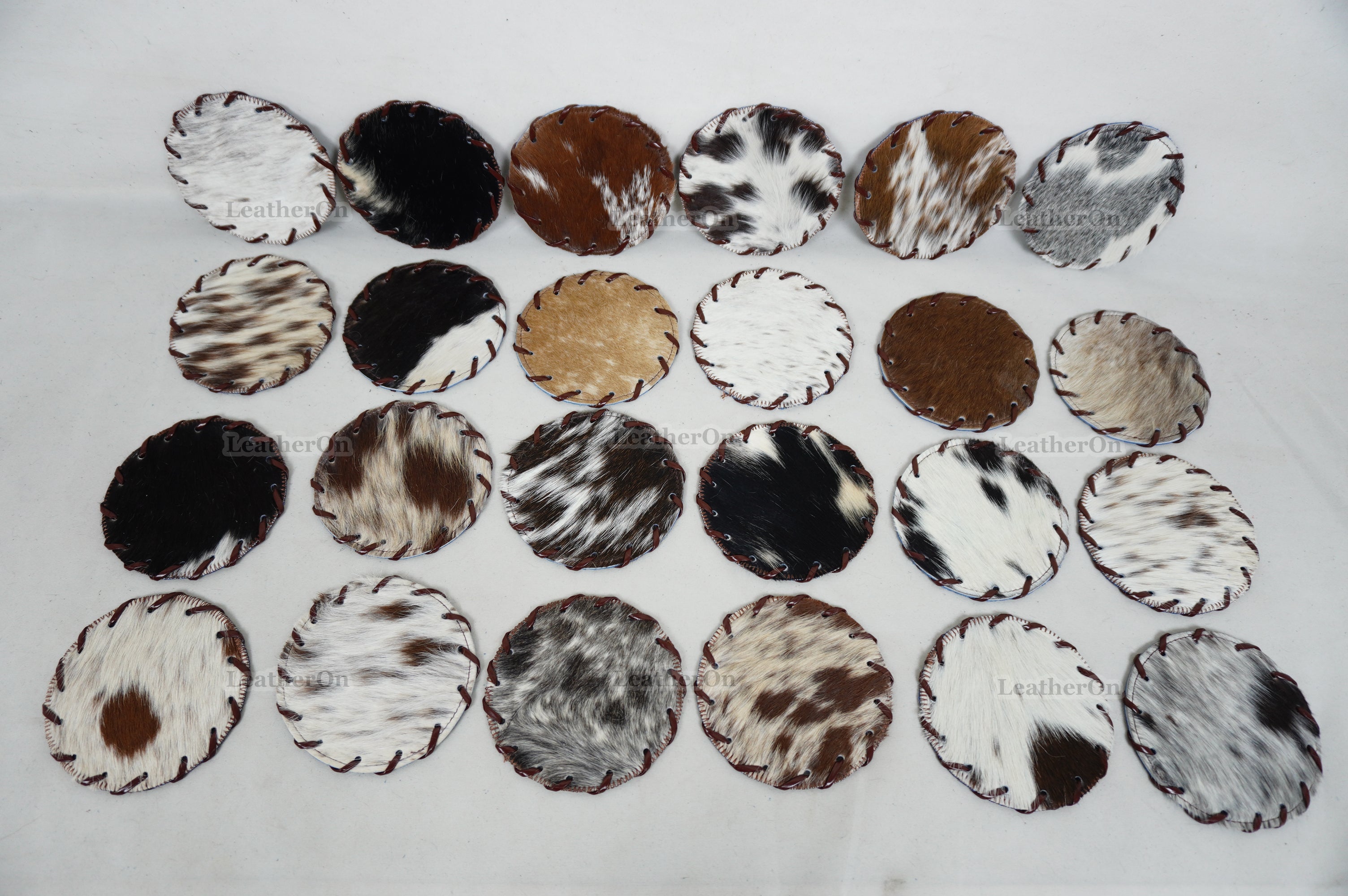 Cowhide Tea Coasters Real Hair-on-Leather Tea Coasters Natural Cow Skin Tea Coasters | CST1
