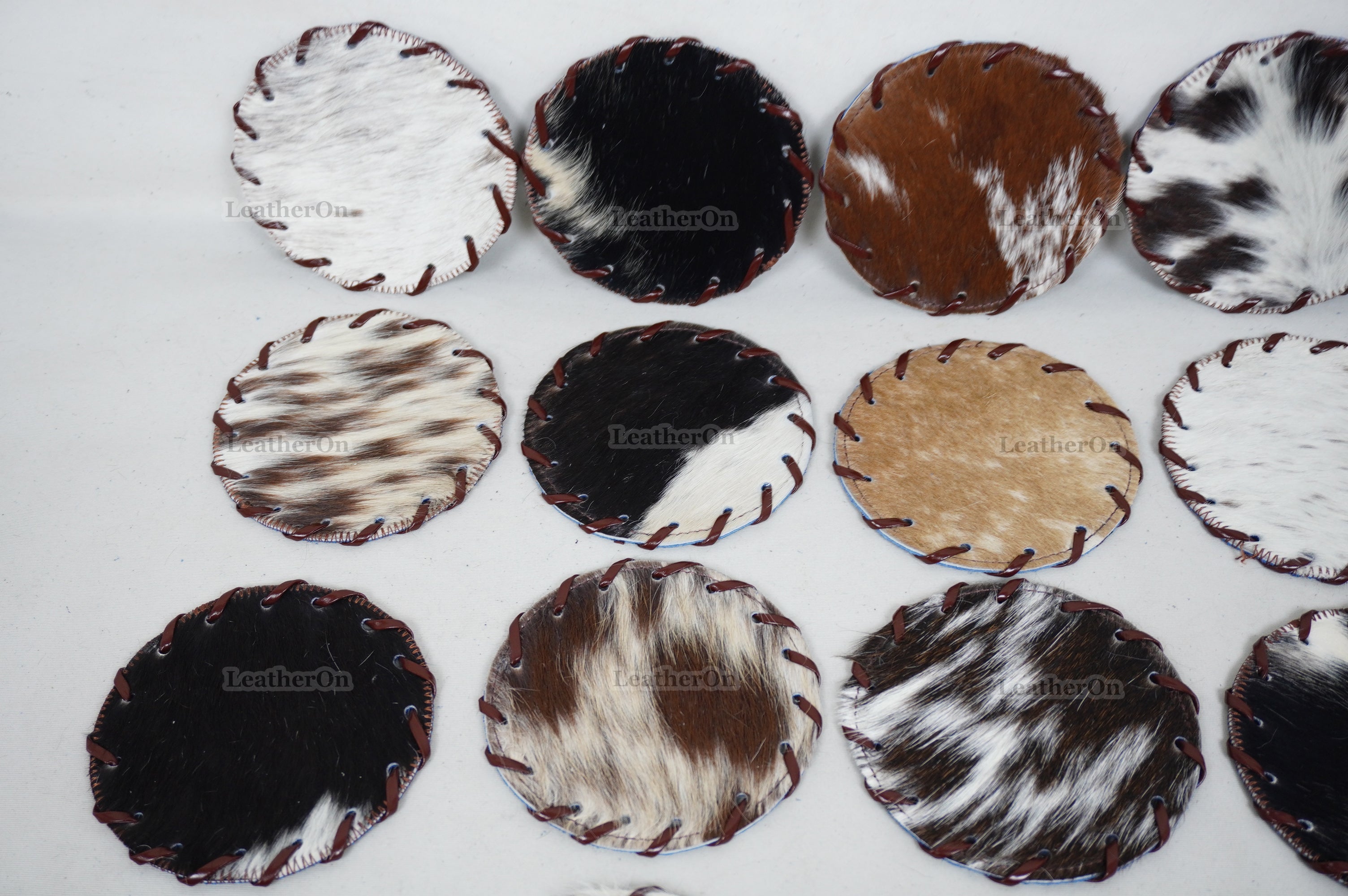 Cowhide Tea Coasters Real Hair-on-Leather Tea Coasters Natural Cow Skin Tea Coasters | CST1