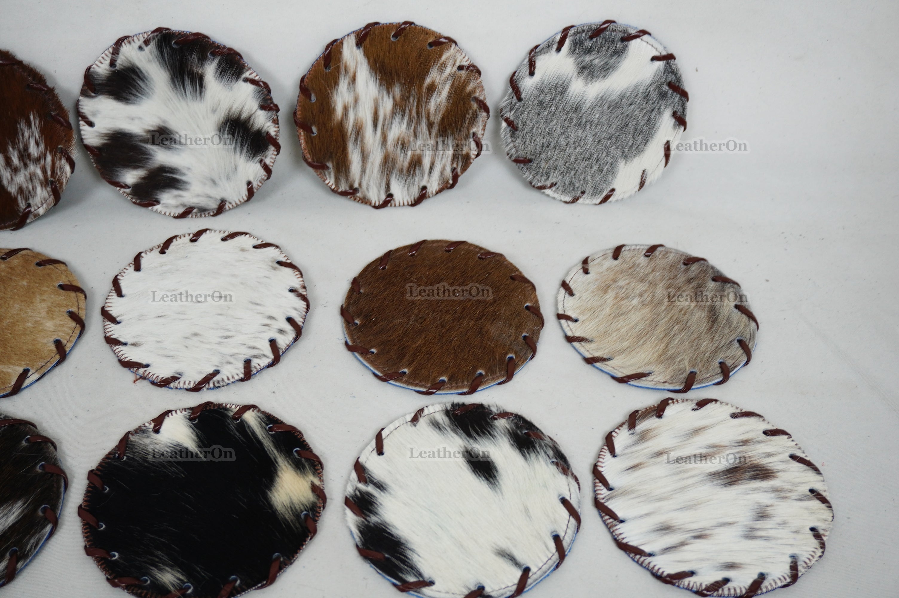 Cowhide Tea Coasters Real Hair-on-Leather Tea Coasters Natural Cow Skin Tea Coasters | CST1