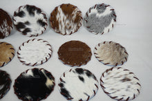 Load image into Gallery viewer, Cowhide Tea Coasters Real Hair-on-Leather Tea Coasters Natural Cow Skin Tea Coasters | CST1
