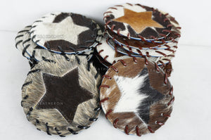 Cowhide Tea Coasters Real Hair-on-Leather Tea Coasters Natural Cow Skin Tea Coasters | CST2