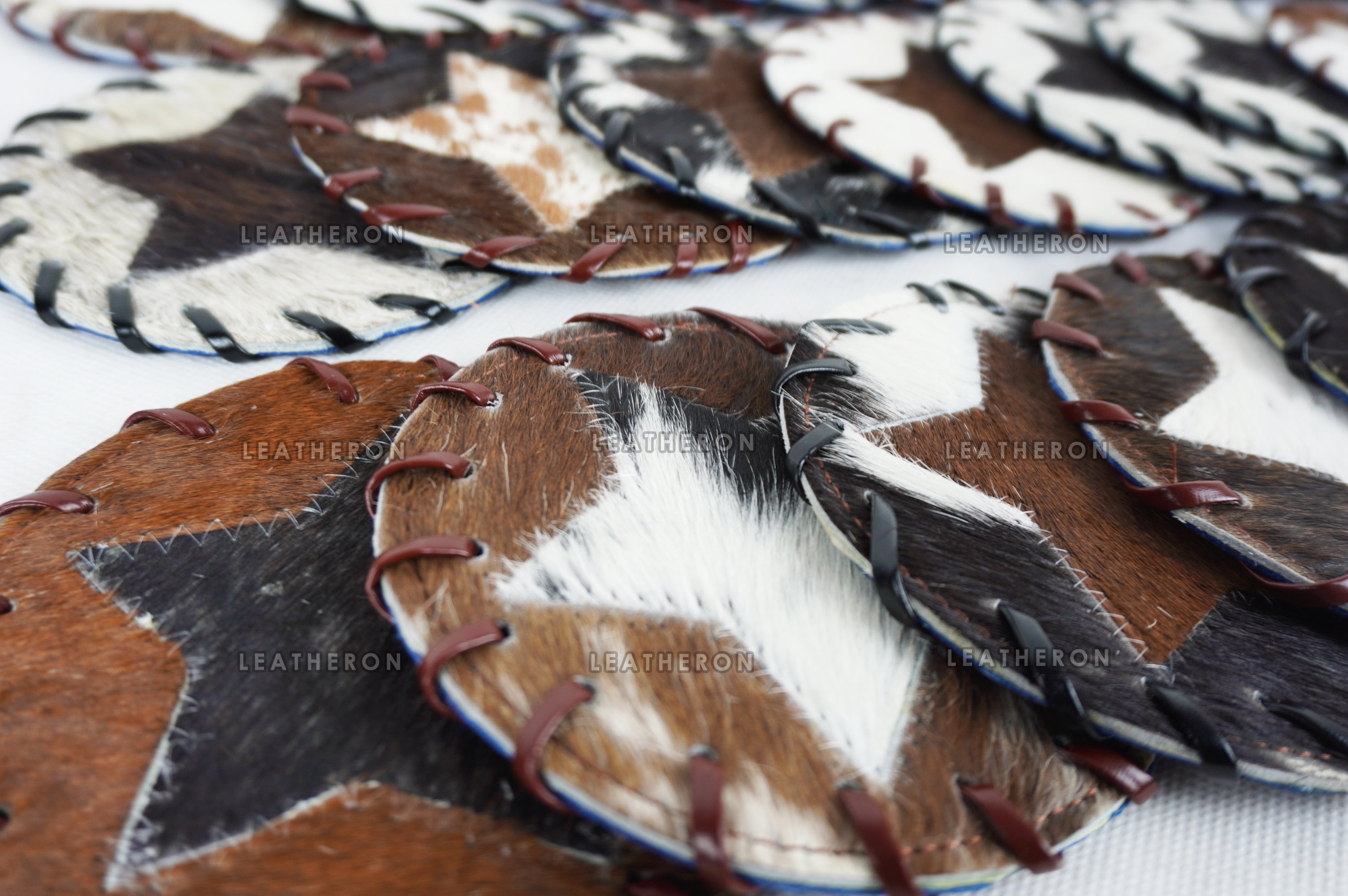Cowhide Tea Coasters Real Hair-on-Leather Tea Coasters Natural Cow Skin Tea Coasters | CST2