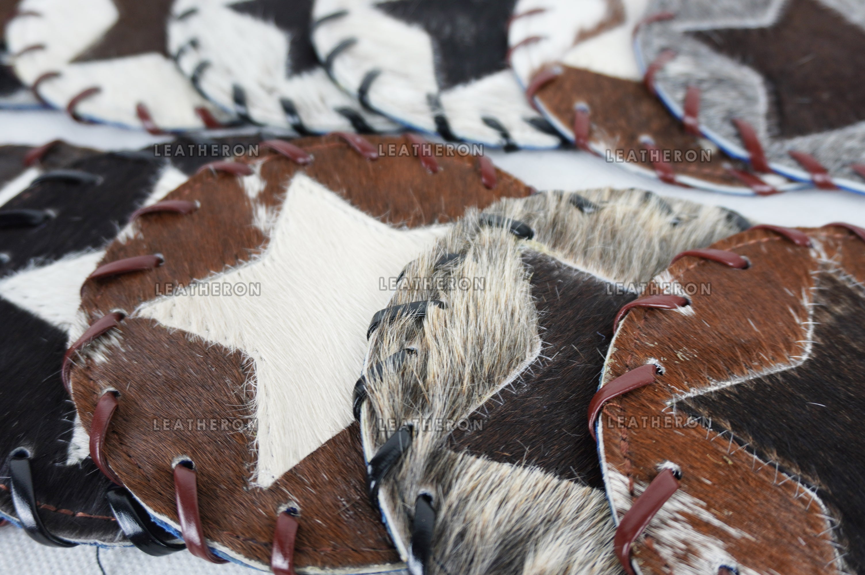 Cowhide Tea Coasters Real Hair-on-Leather Tea Coasters Natural Cow Skin Tea Coasters | CST2