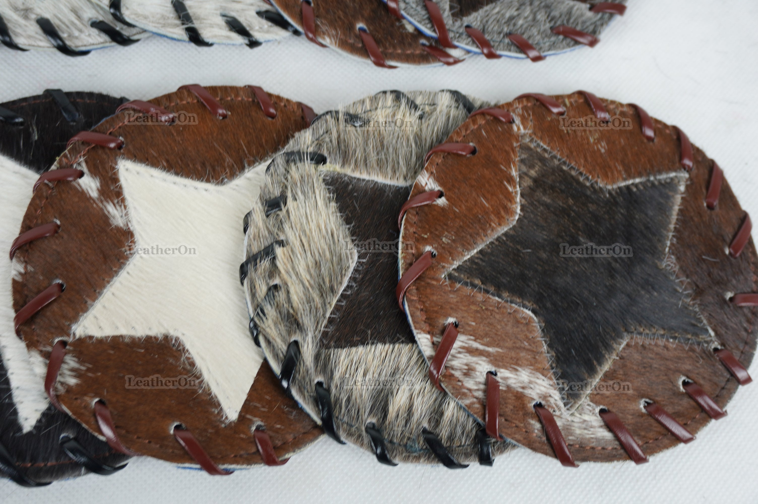 Cowhide Tea Coasters Real Hair-on-Leather Tea Coasters Natural Cow Skin Tea Coasters | CST2
