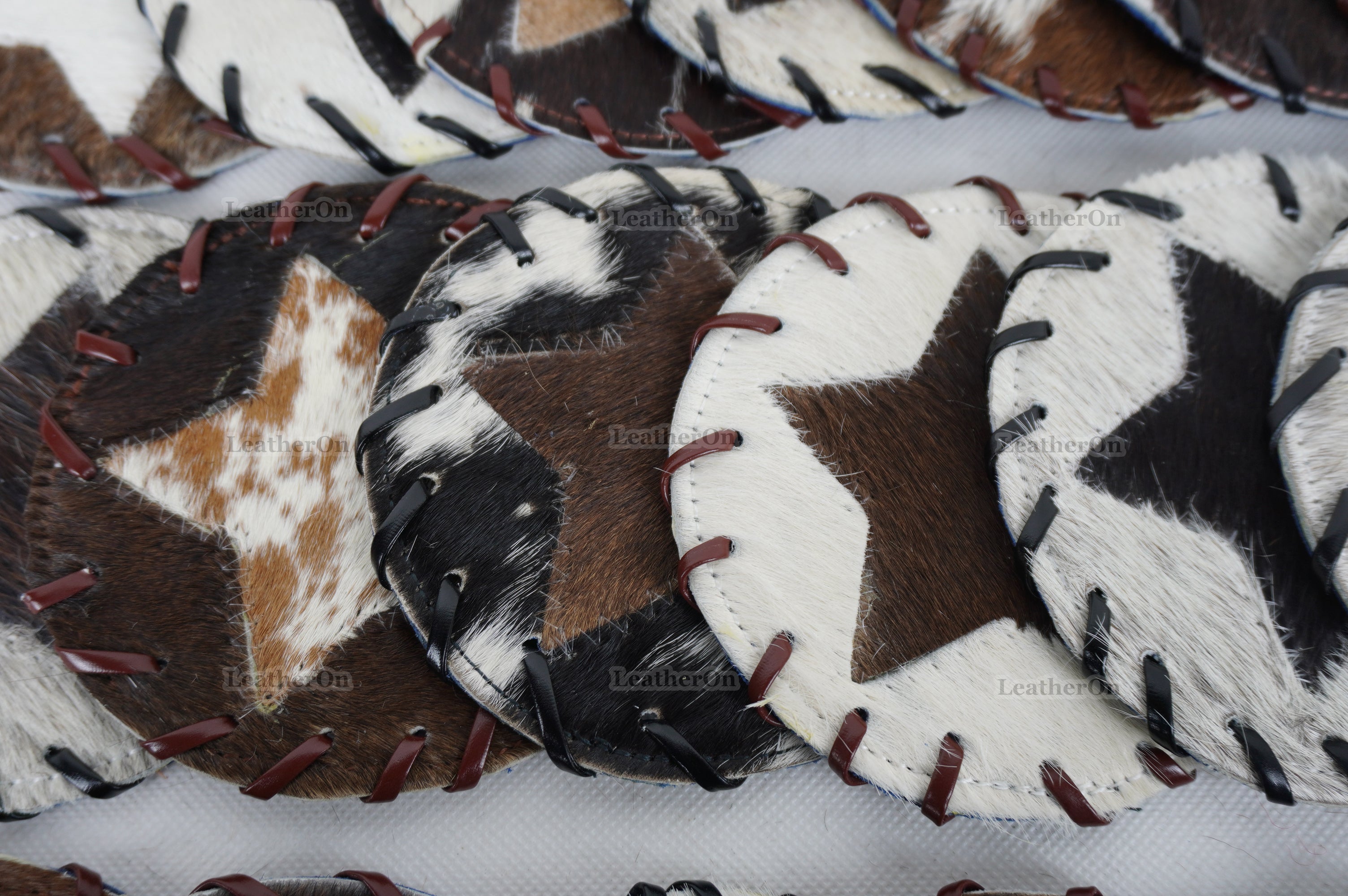 Cowhide Tea Coasters Real Hair-on-Leather Tea Coasters Natural Cow Skin Tea Coasters | CST2