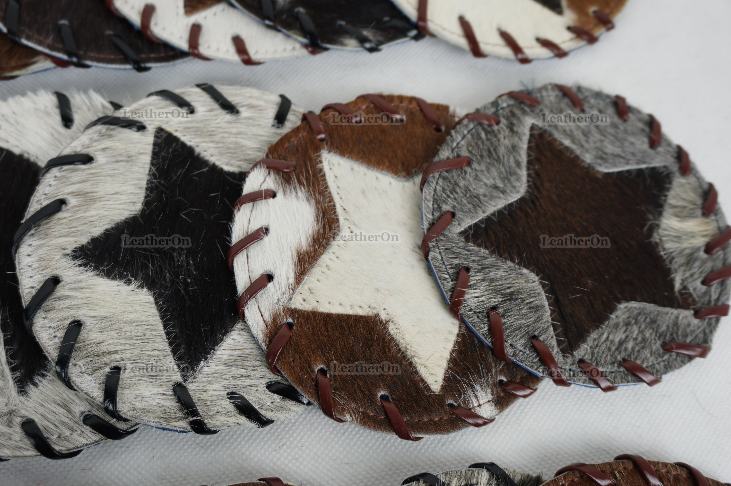 Cowhide Tea Coasters Real Hair-on-Leather Tea Coasters Natural Cow Skin Tea Coasters | CST2