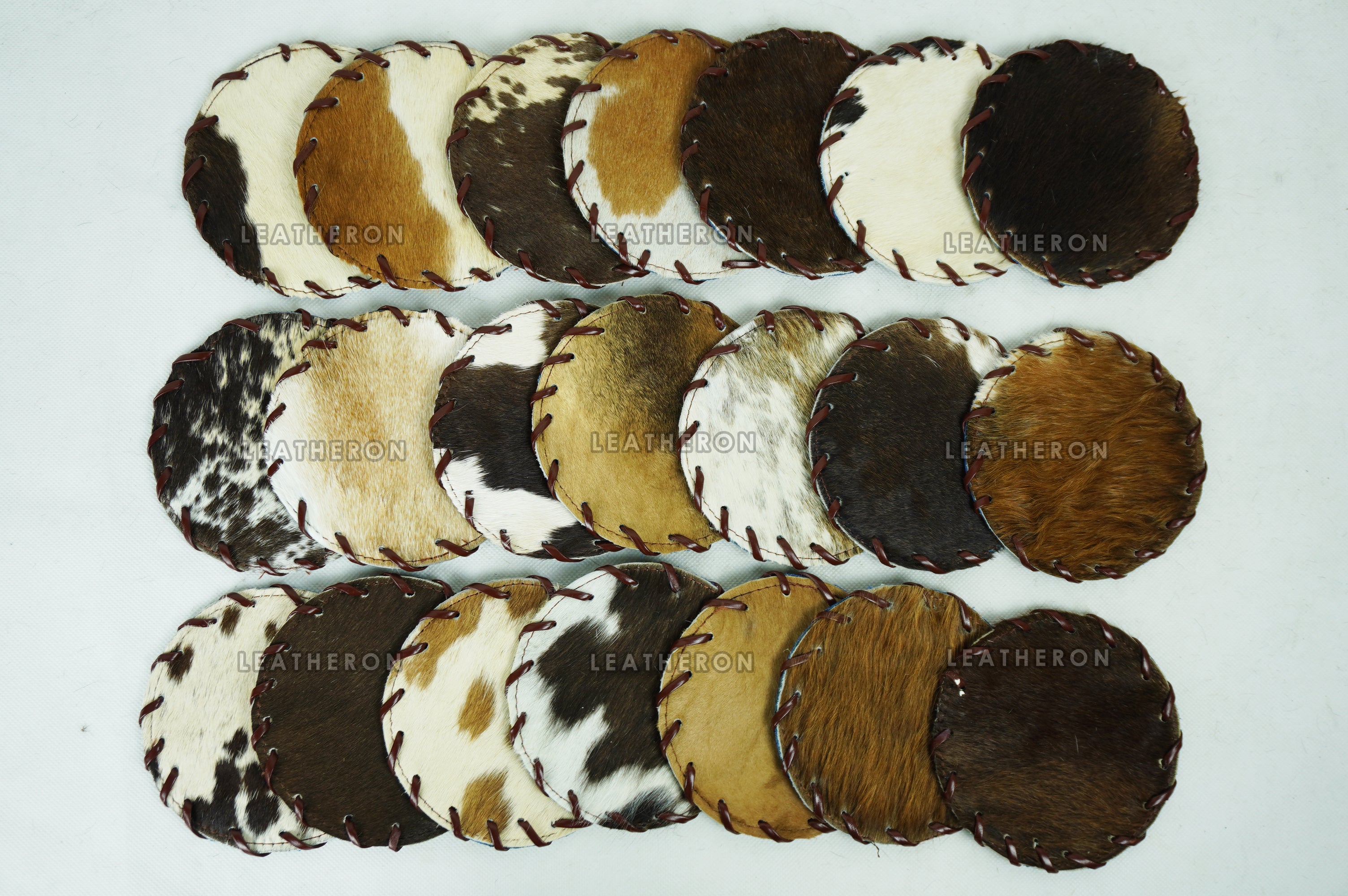 Cowhide Tea Coasters Real Hair-on-Leather Tea Coasters Natural Cow Skin Tea Coasters | CST1