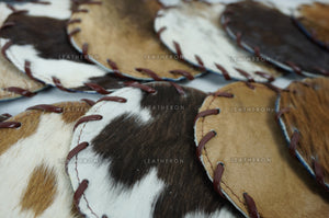 Cowhide Tea Coasters Real Hair-on-Leather Tea Coasters Natural Cow Skin Tea Coasters | CST1