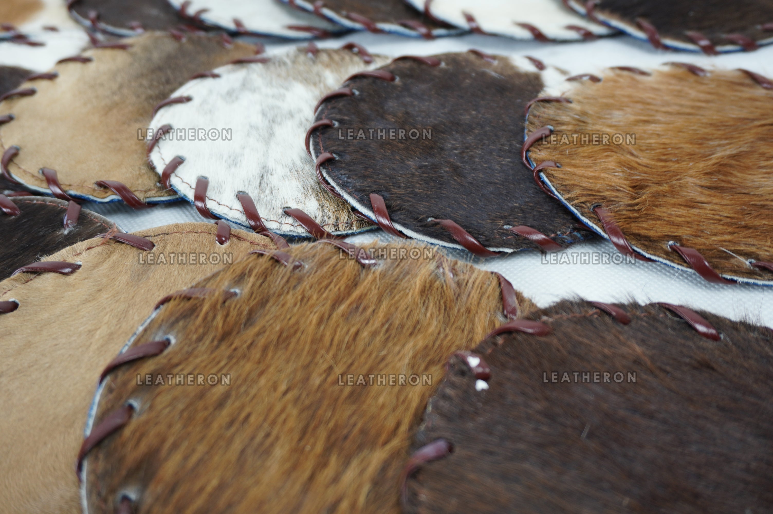 Cowhide Tea Coasters Real Hair-on-Leather Tea Coasters Natural Cow Skin Tea Coasters | CST1