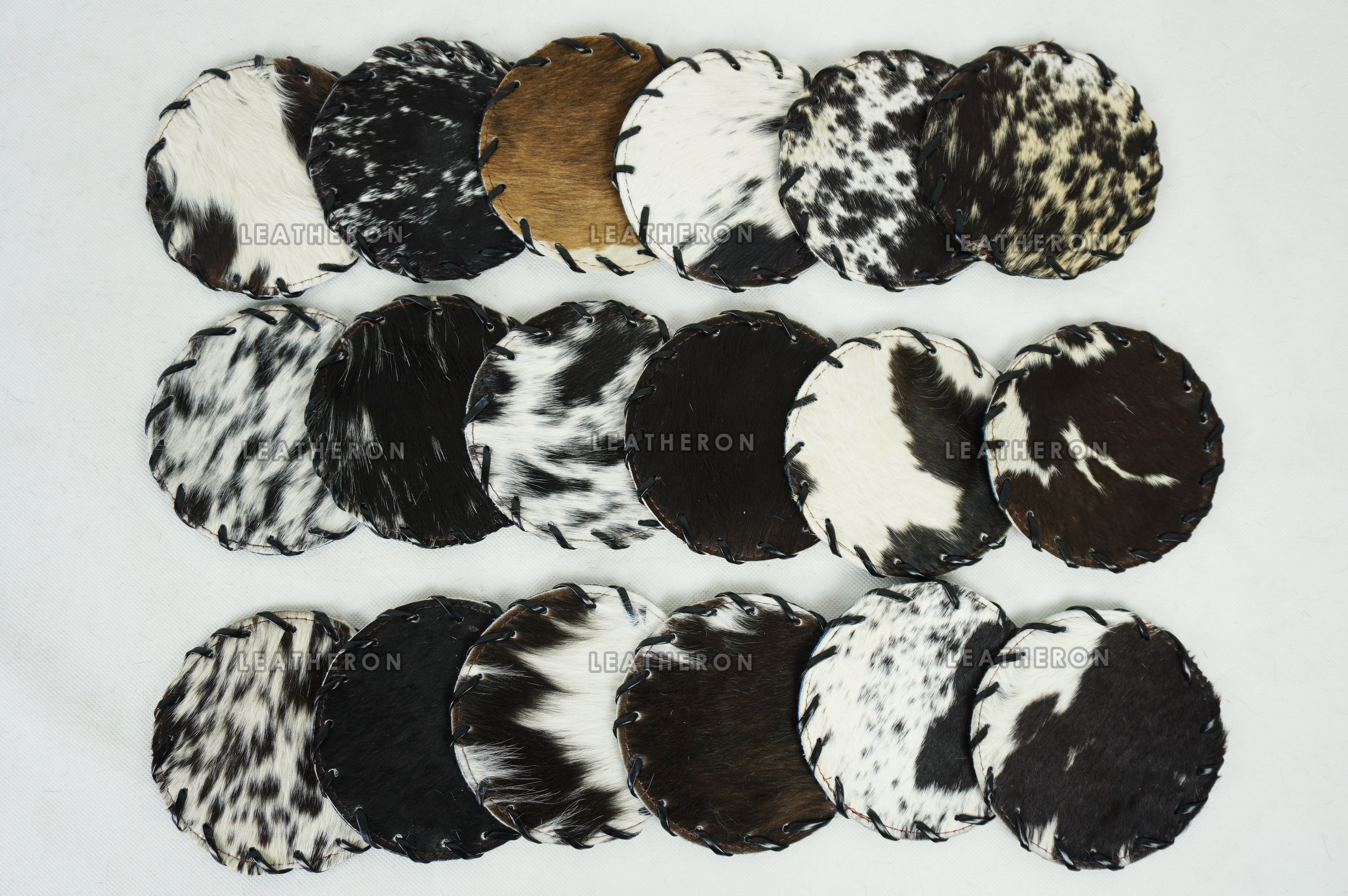 Cowhide Tea Coasters Real Hair-on-Leather Tea Coasters Natural Cow Skin Tea Coasters | CST1