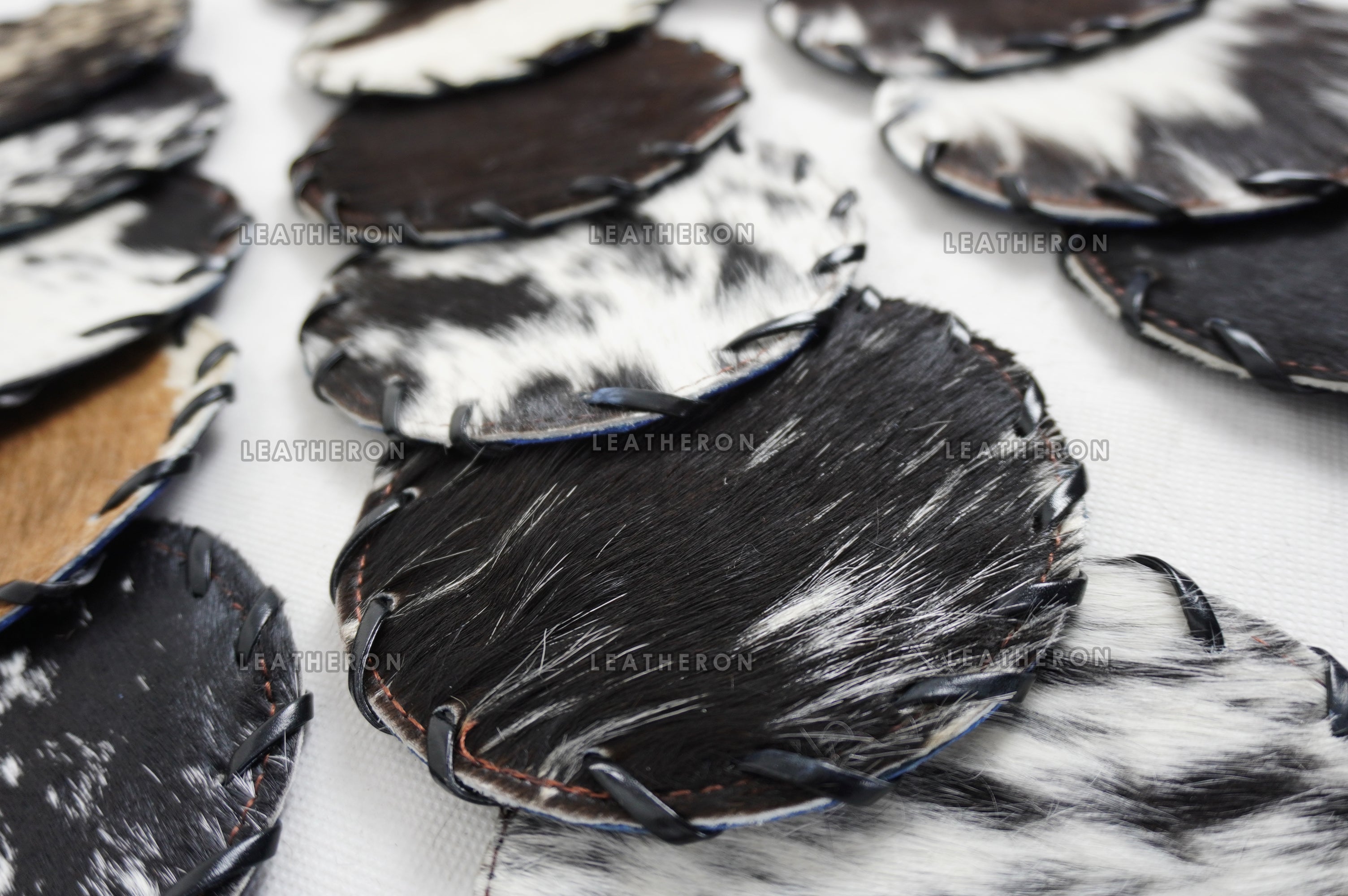 Cowhide Tea Coasters Real Hair-on-Leather Tea Coasters Natural Cow Skin Tea Coasters | CST1