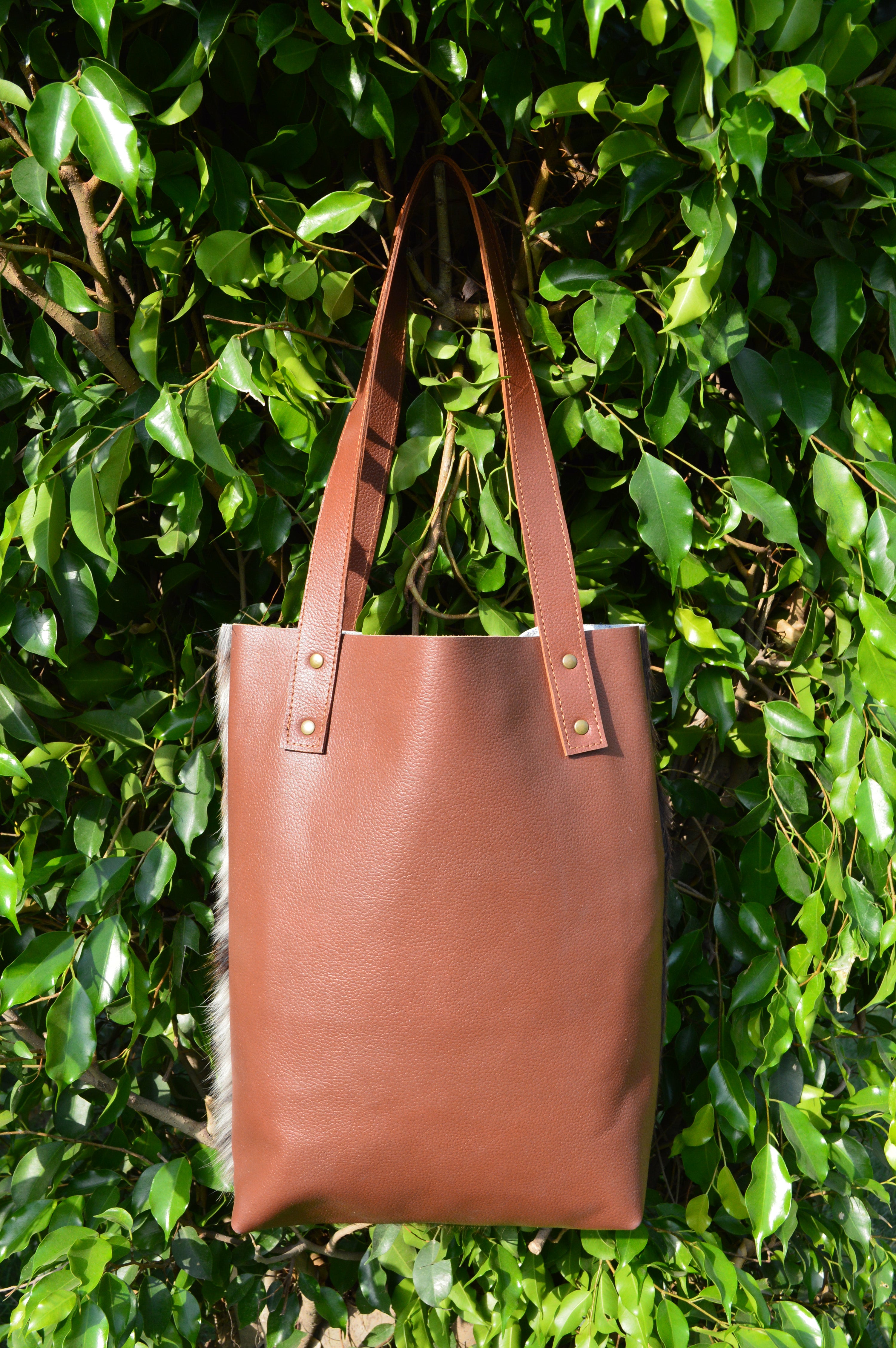 Natural Cowhide Tote Bag | Hair On Leather Cow Hide Handbag | Real Cow Skin Shoulder Bag | TB53