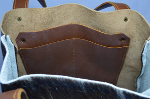 Natural Cowhide Tote Bag | Hair On Leather Cow Hide Handbag | Real Cow Skin Shoulder Bag | TB53