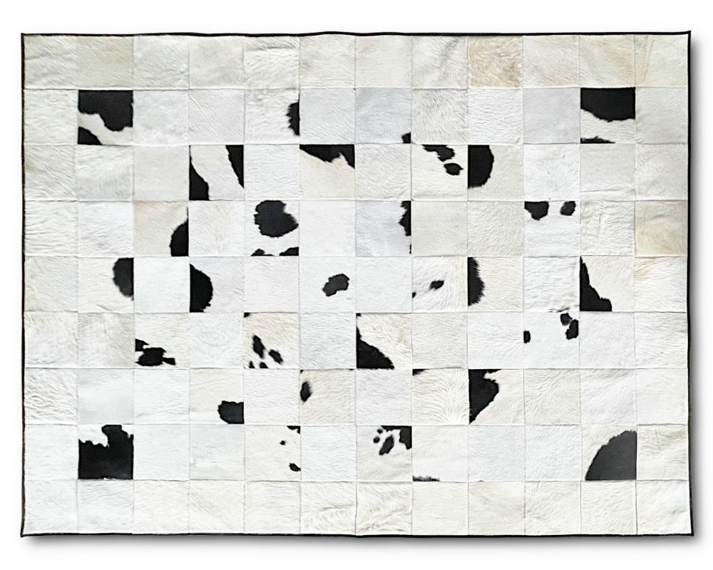 Patchwork Cowhide Area Rug: Natural Elegance, Handcrafted | Black White Hallway Runner | 520