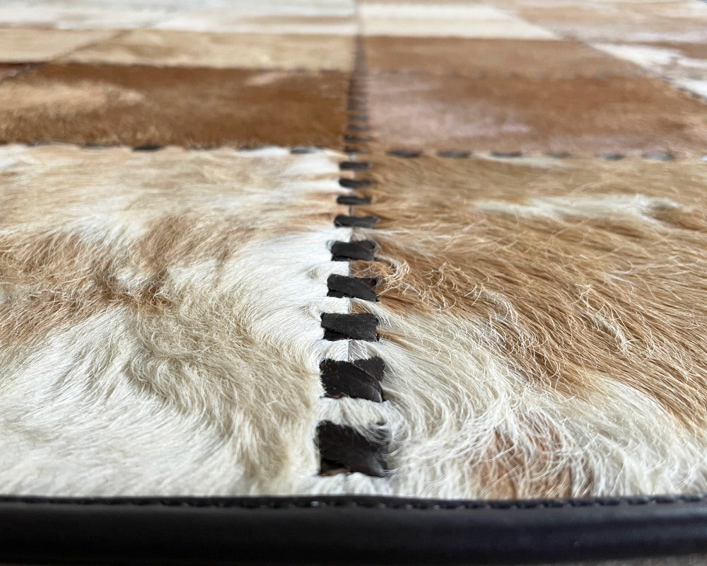 100% Cowhide Patchwork Carpet - Luxurious Floor Covering | Hallway Runner | Leather Floor Area Rug | 519