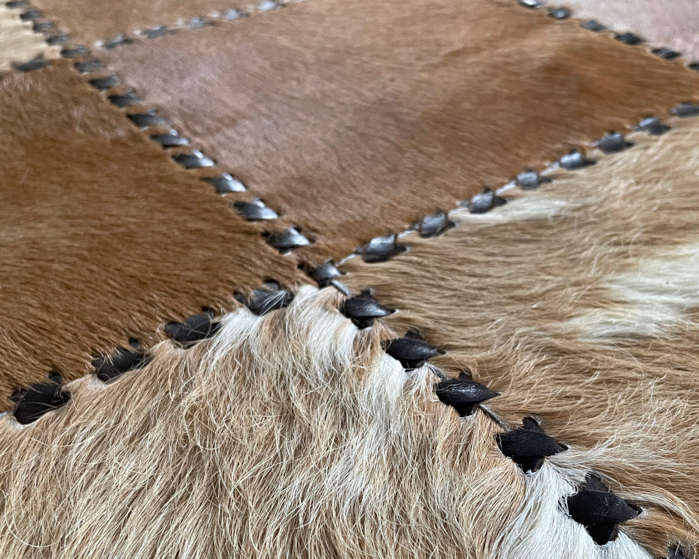 100% Cowhide Patchwork Carpet - Luxurious Floor Covering | Hallway Runner | Leather Floor Area Rug | 519