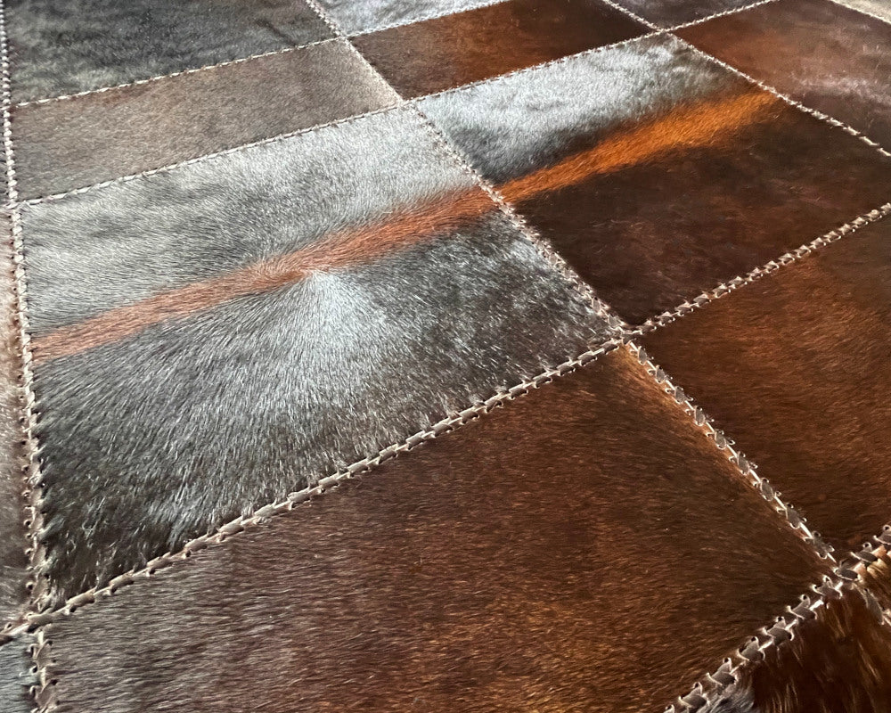 Cowhide Leather Patchwork Rug, Elegant Floor Accent, Modern Floor Carpet | Entryway Runner | Hallway Area Rug | 513