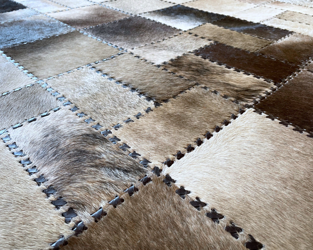Natural Cow Skin Silky Smooth Carpet | Artisanal Cowhide Patchwork Rug for Interior Decorating | Hallway Runner | 507