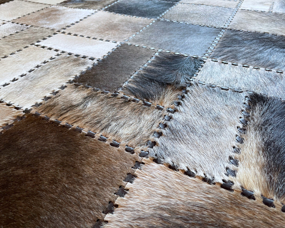 Natural Cow Skin Silky Smooth Carpet | Artisanal Cowhide Patchwork Rug for Interior Decorating | Hallway Runner | 507