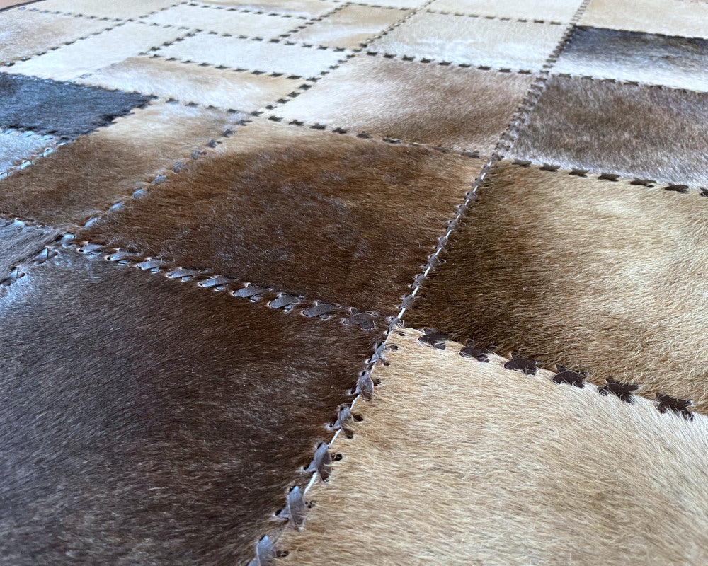 Natural Cow Skin Silky Smooth Carpet | Artisanal Cowhide Patchwork Rug for Interior Decorating | Hallway Runner | 507