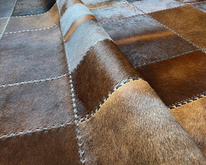 HANDMADE 100% Natural COWHIDE RUG | Patchwork Cowhide Area Rug | Real Cowhide Hallway Runner | Hair on Leather Cowhide Carpet | 506