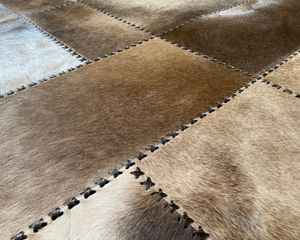 Leather Area Rug, Luxurious Cowhide Handmade Carpet, Home Décor Floor Accent | Hair on Leather Cowhide Carpet | 510