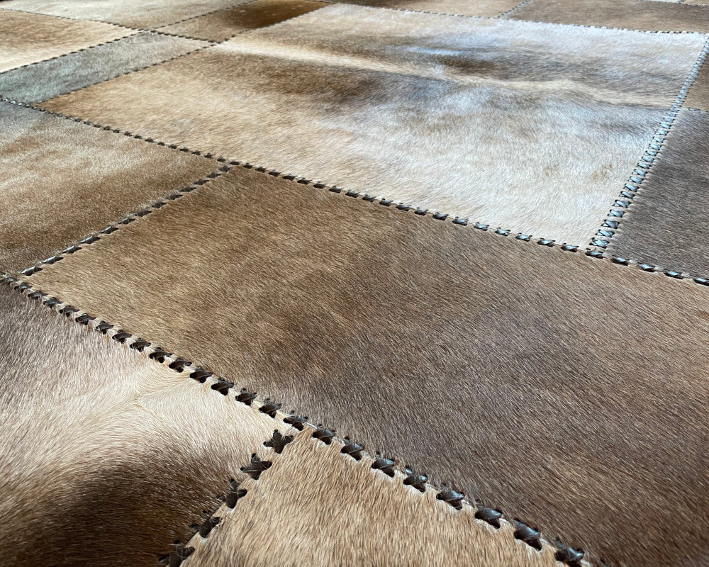 Leather Area Rug, Luxurious Cowhide Handmade Carpet, Home Décor Floor Accent | Hair on Leather Cowhide Carpet | 510
