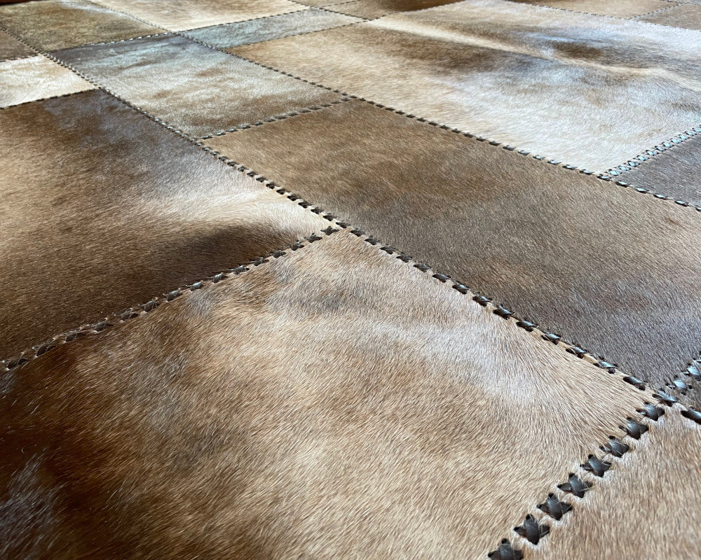 Leather Area Rug, Luxurious Cowhide Handmade Carpet, Home Décor Floor Accent | Hair on Leather Cowhide Carpet | 510