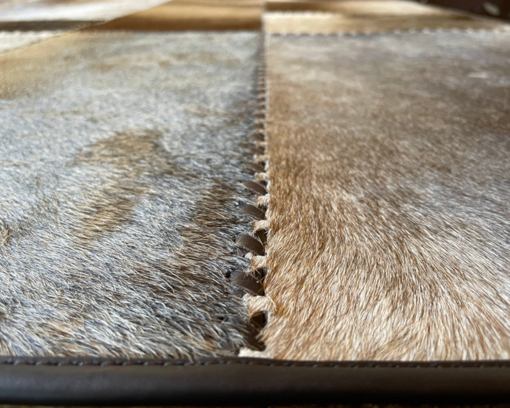 Leather Area Rug, Luxurious Cowhide Handmade Carpet, Home Décor Floor Accent | Hair on Leather Cowhide Carpet | 510