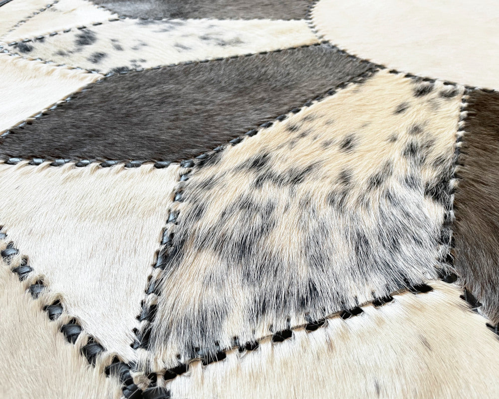 HANDMADE 100% Natural COWHIDE RUG | Patchwork Cowhide Area Rug | Hair on Leather Cowhide Carpet | PR171