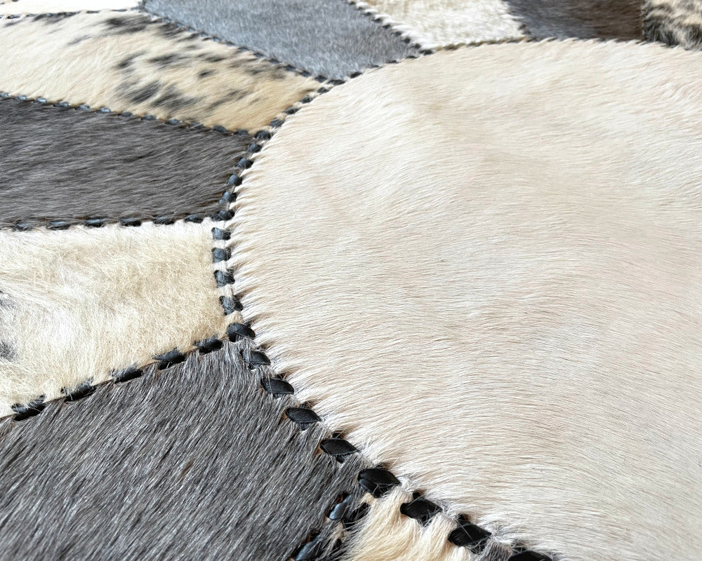 HANDMADE 100% Natural COWHIDE RUG | Patchwork Cowhide Area Rug | Hair on Leather Cowhide Carpet | PR171