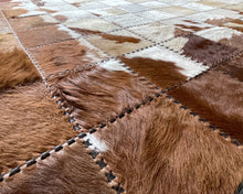 Load image into Gallery viewer, HANDMADE 100% Natural COWHIDE RUG | Patchwork Cowhide Area Rug | Real Cowhide Hallway Runner | Hair on Leather Cowhide Carpet | 505

