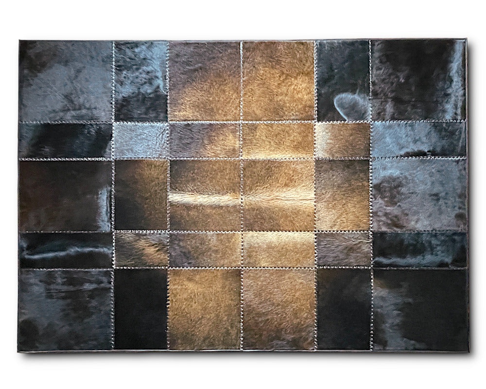 Unique Home Decor: Handmade Cowhide Patchwork Rug | Hallway/Entryway Runner | Leather Carpet | 516