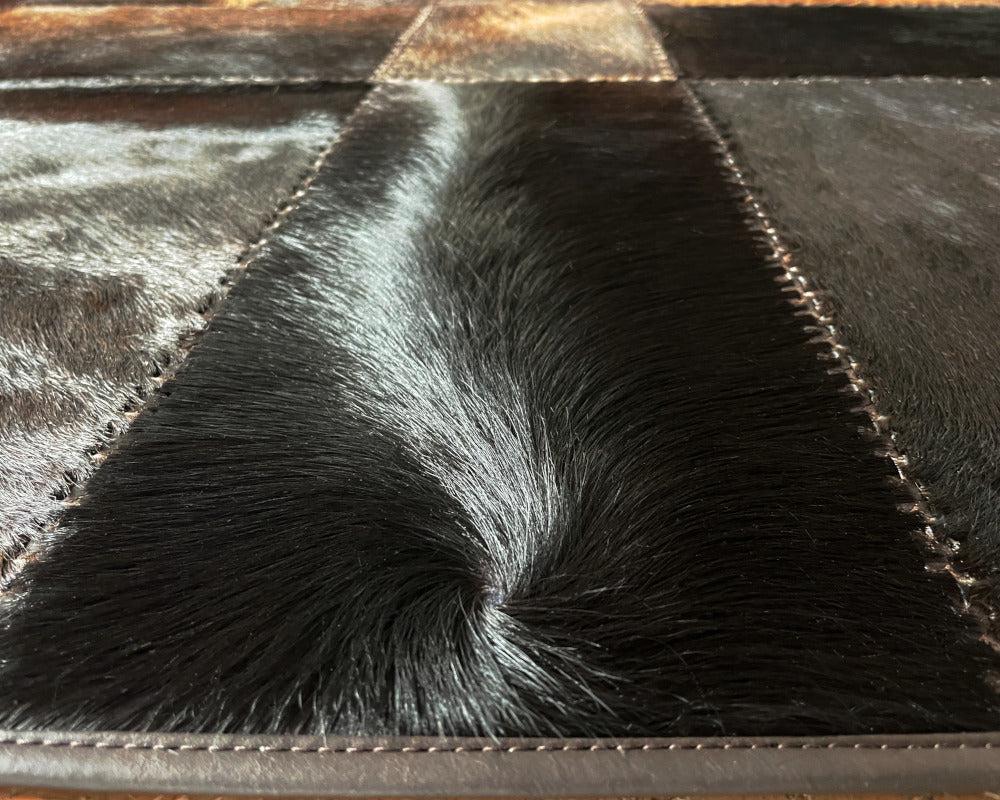 Unique Home Decor: Handmade Cowhide Patchwork Rug | Hallway/Entryway Runner | Leather Carpet | 516