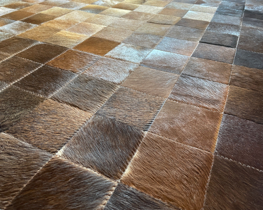 HANDMADE 100% Natural COWHIDE RUG | Patchwork Cowhide Area Rug | Real Cowhide Hallway Runner | Hair on Leather Cowhide Carpet | 502