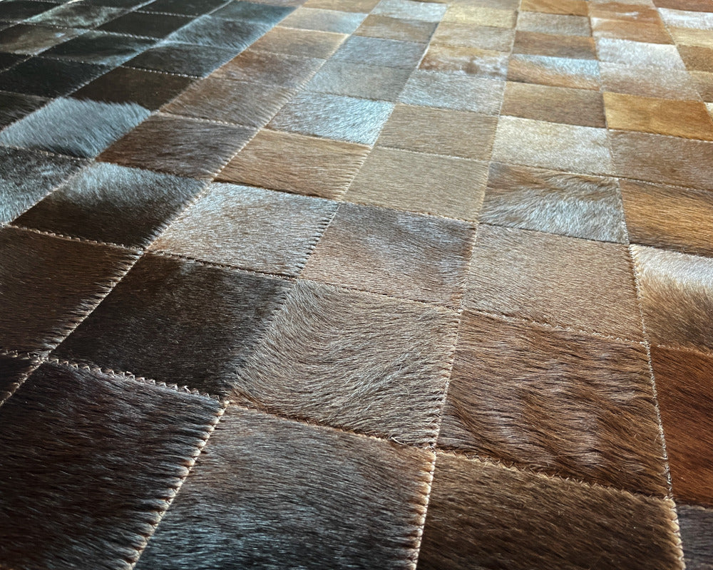 HANDMADE 100% Natural COWHIDE RUG | Patchwork Cowhide Area Rug | Real Cowhide Hallway Runner | Hair on Leather Cowhide Carpet | 502