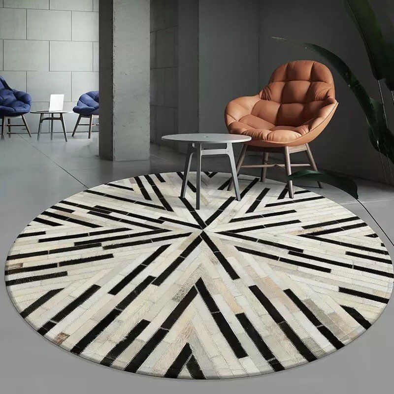 HANDMADE 100% Natural Patchwork Cowhide Area Rug | Hair on Leather Cowhide Carpet | PR78