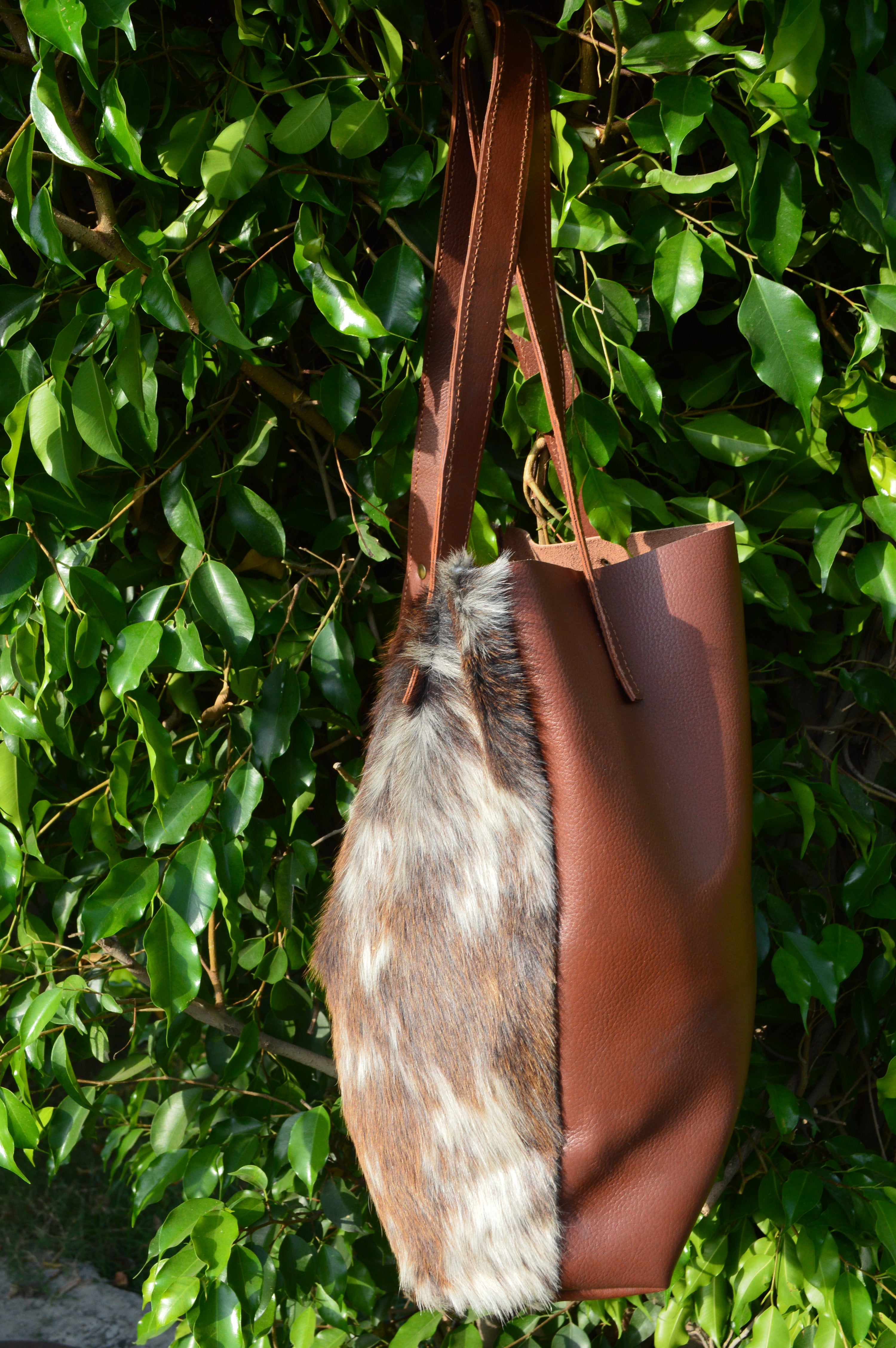Natural Cowhide Tote Bag | Hair On Leather Cow Hide Handbag | Real Cow Skin Shoulder Bag | TB53