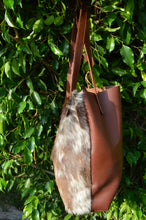 Load image into Gallery viewer, Natural Cowhide Tote Bag | Hair On Leather Cow Hide Handbag | Real Cow Skin Shoulder Bag | TB53
