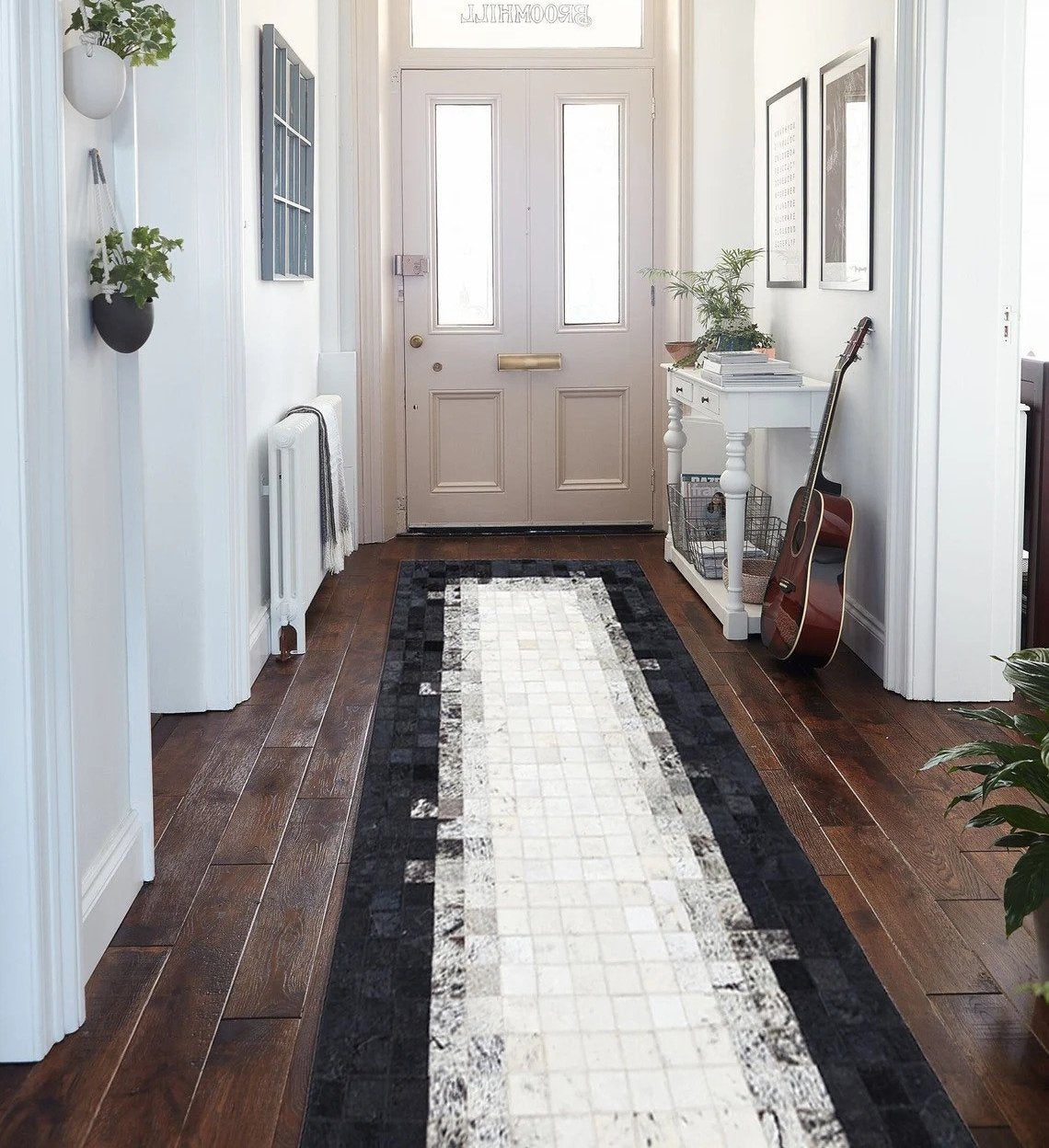 HANDMADE 100% Natural COWHIDE RUG | Patchwork Cowhide Area Rug | Real Cowhide Hallway Runner | Hair on Leather Cowhide Carpet | PR136