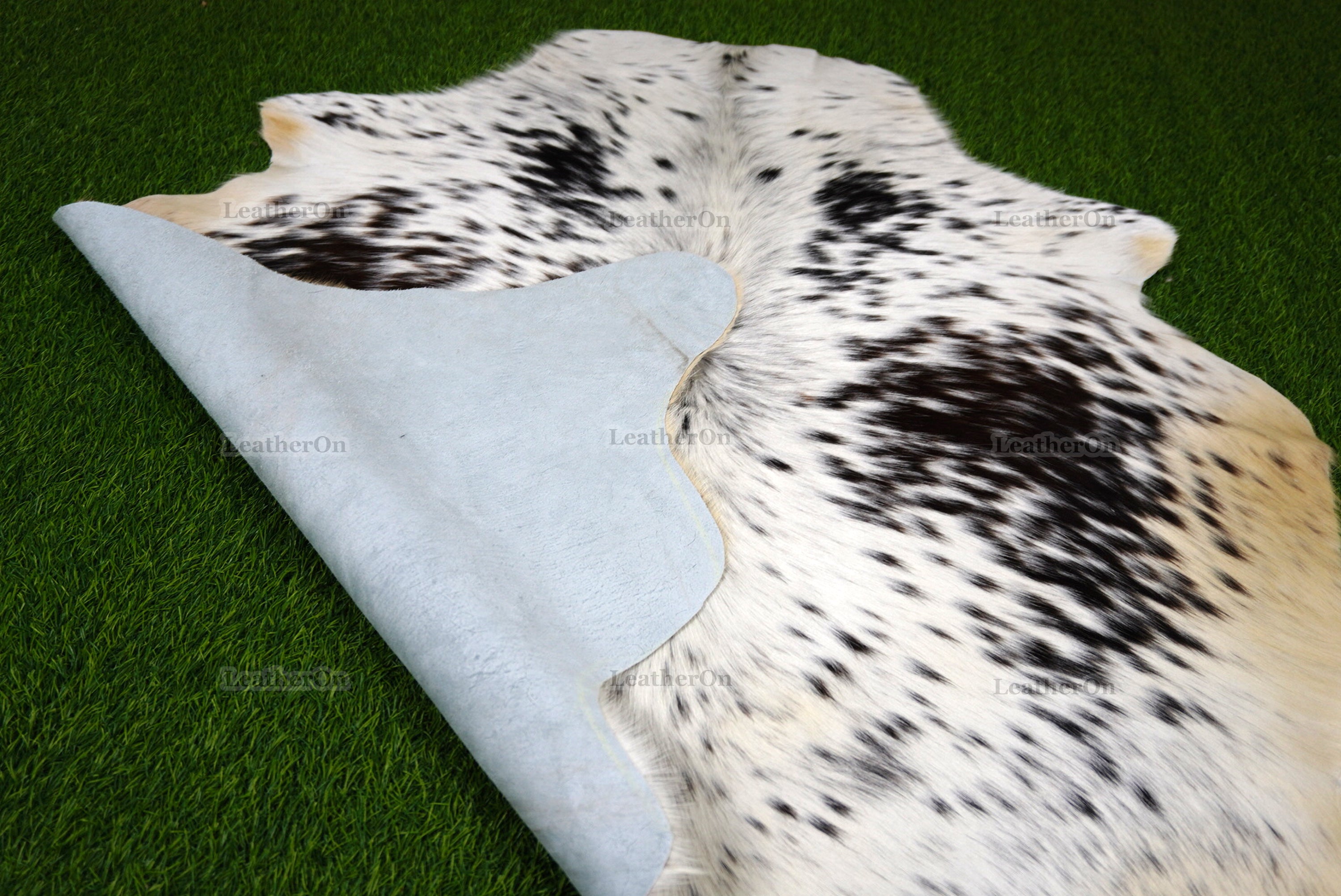 Black White Cowhide (4 X 4 ft.) Exact As Photo Cowhide Rug | 100% Natural Cowhide Area Rug | Real Hair-on Leather Cowhide Rug | C876