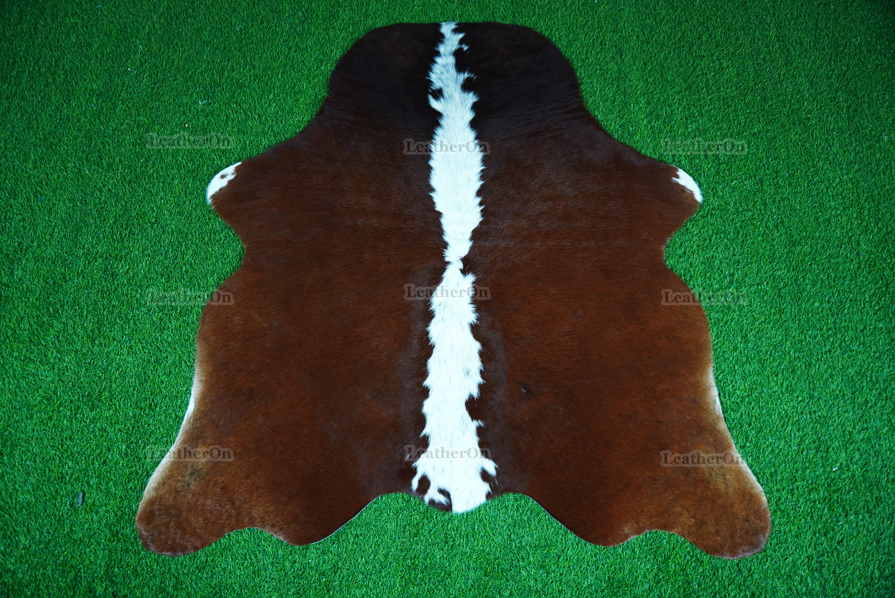Brown White Cowhide (4.5 X 4.3 ft.) Exact As Photo Cowhide Rug | 100% Natural Cowhide Area Rug | Real Hair-on Leather Cowhide Rug | C877