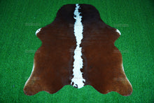 Load image into Gallery viewer, Brown White Cowhide (4.5 X 4.3 ft.) Exact As Photo Cowhide Rug | 100% Natural Cowhide Area Rug | Real Hair-on Leather Cowhide Rug | C877
