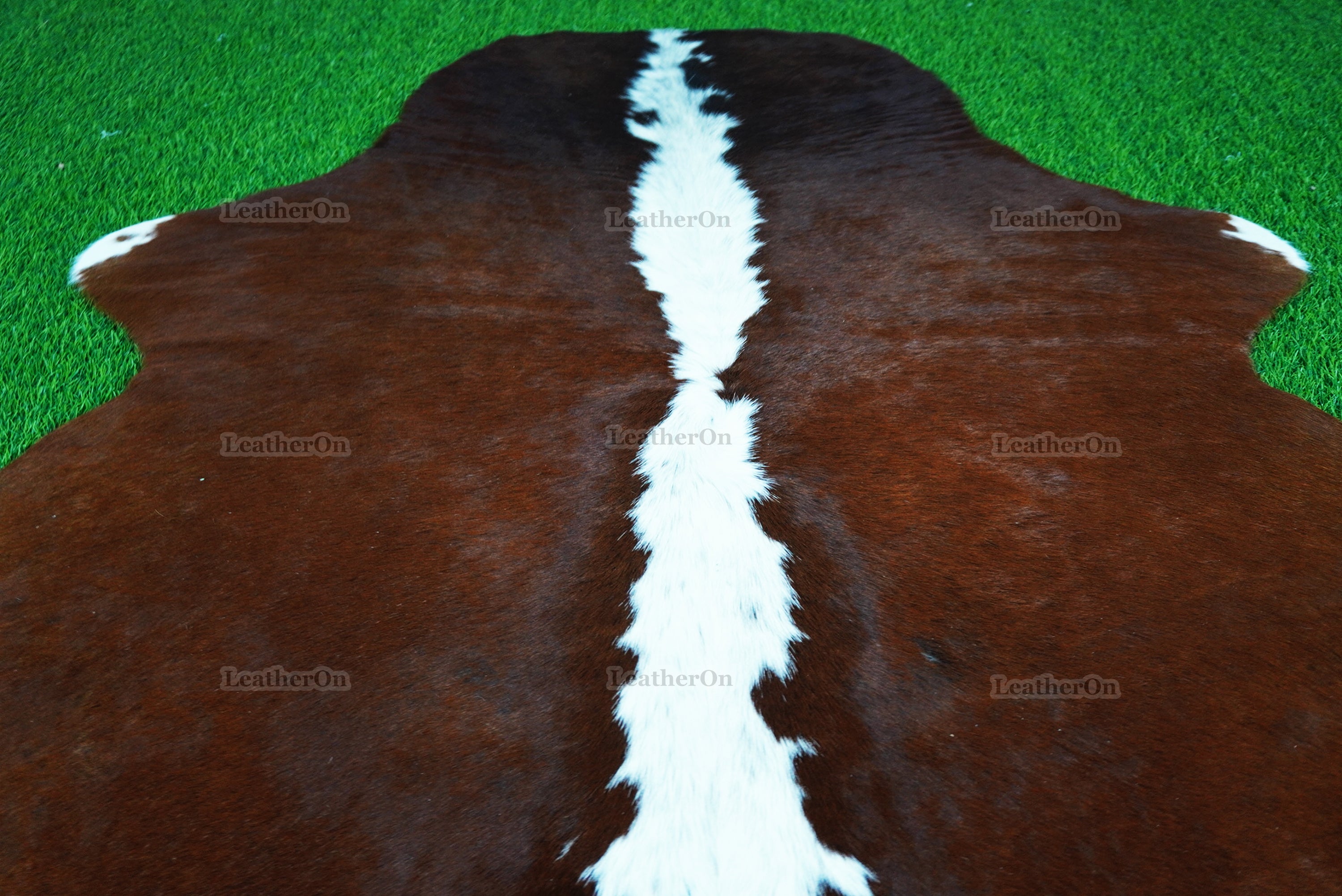 Brown White Cowhide (4.5 X 4.3 ft.) Exact As Photo Cowhide Rug | 100% Natural Cowhide Area Rug | Real Hair-on Leather Cowhide Rug | C877