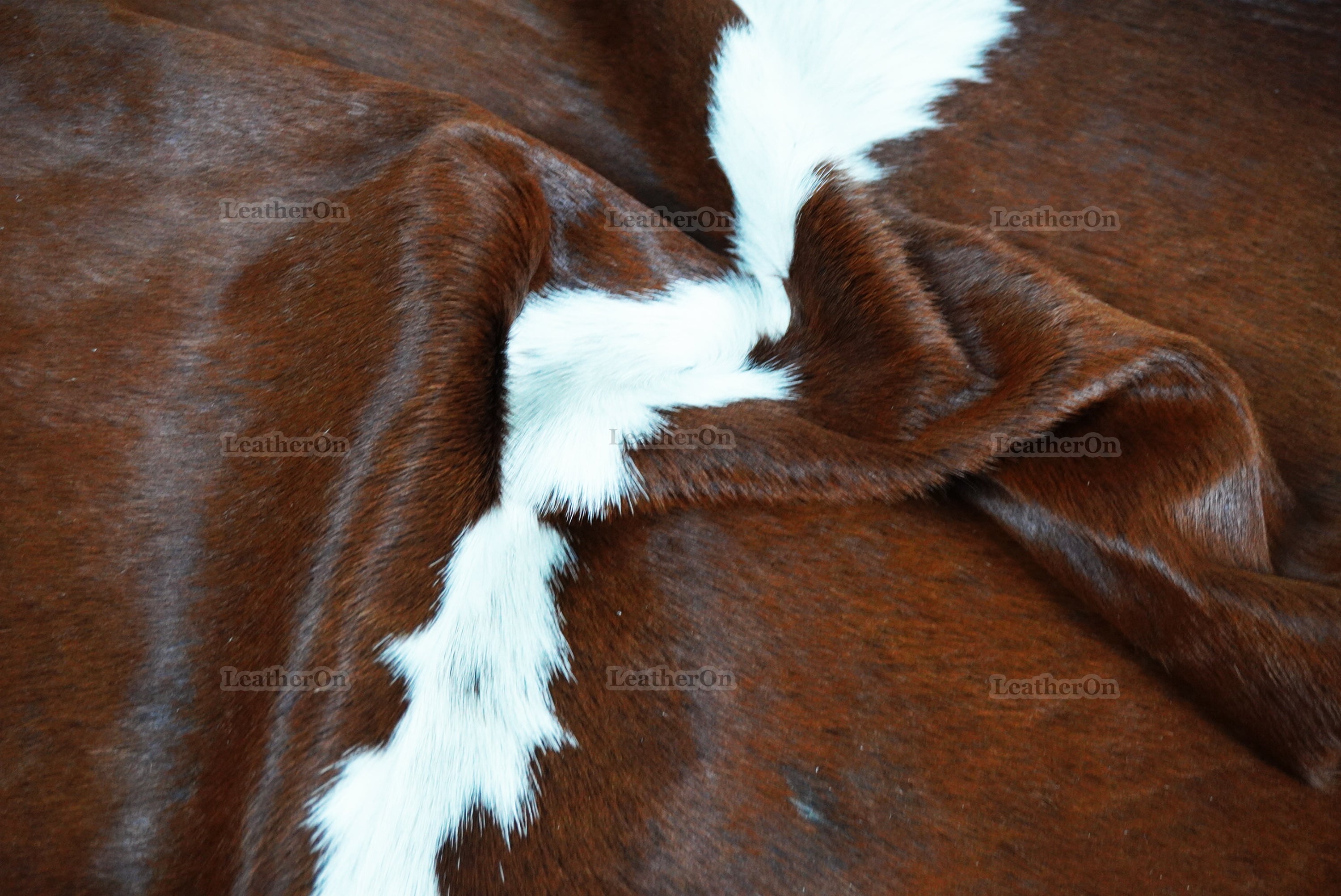 Brown White Cowhide (4.5 X 4.3 ft.) Exact As Photo Cowhide Rug | 100% Natural Cowhide Area Rug | Real Hair-on Leather Cowhide Rug | C877