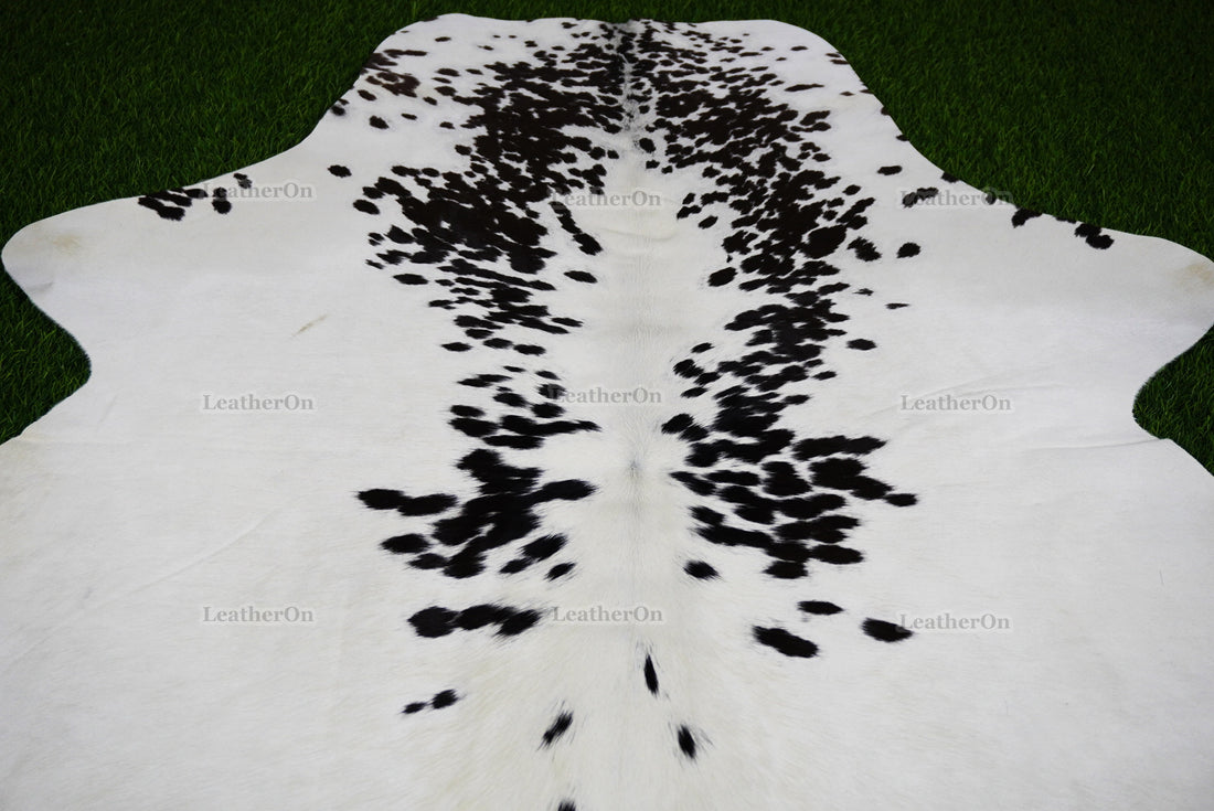 Black White Cowhide (4 X 4 ft.) Exact As Photo Cowhide Rug | 100% Natural Cowhide Area Rug | Real Hair-on Leather Cowhide Rug | C878