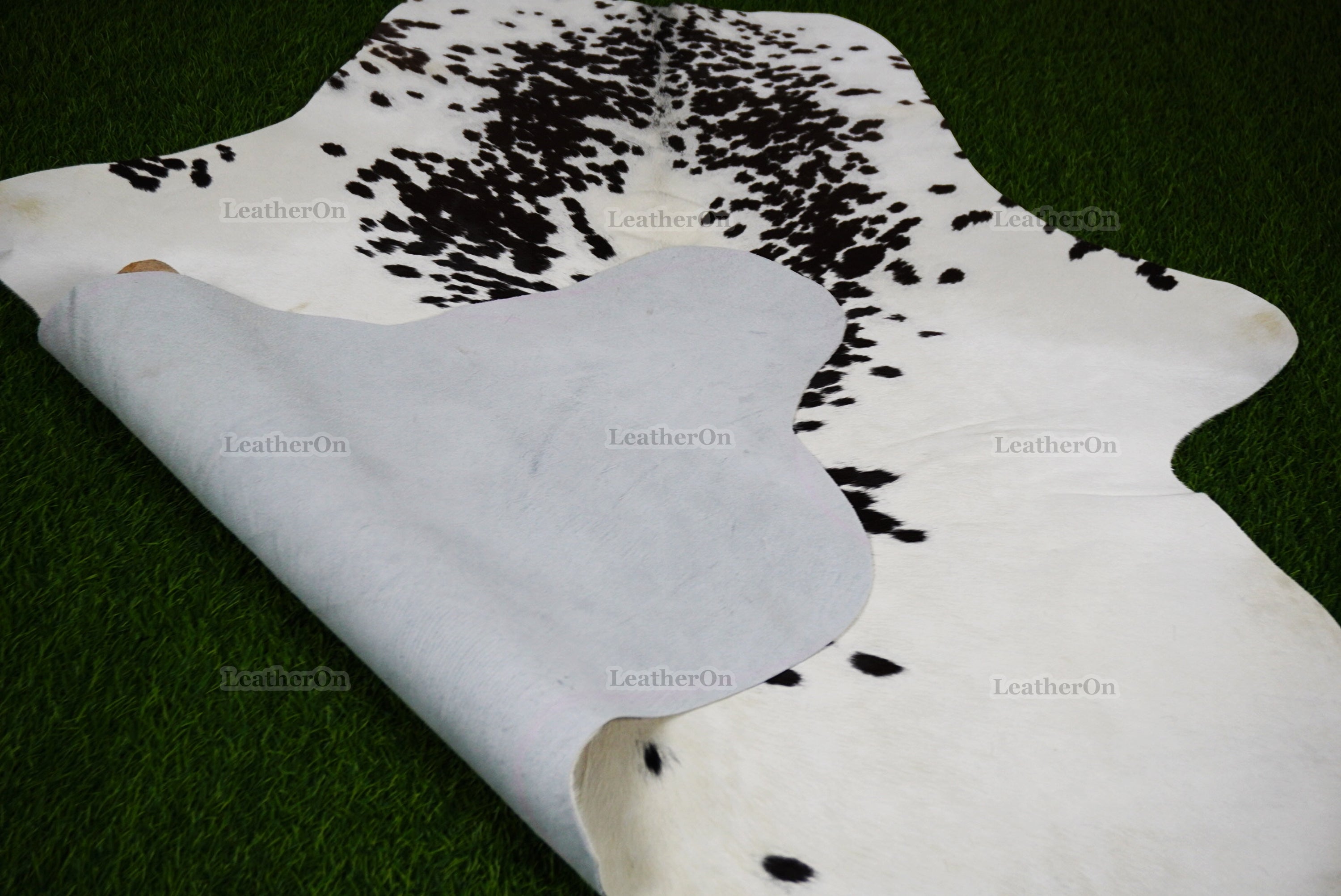Black White Cowhide (4 X 4 ft.) Exact As Photo Cowhide Rug | 100% Natural Cowhide Area Rug | Real Hair-on Leather Cowhide Rug | C878