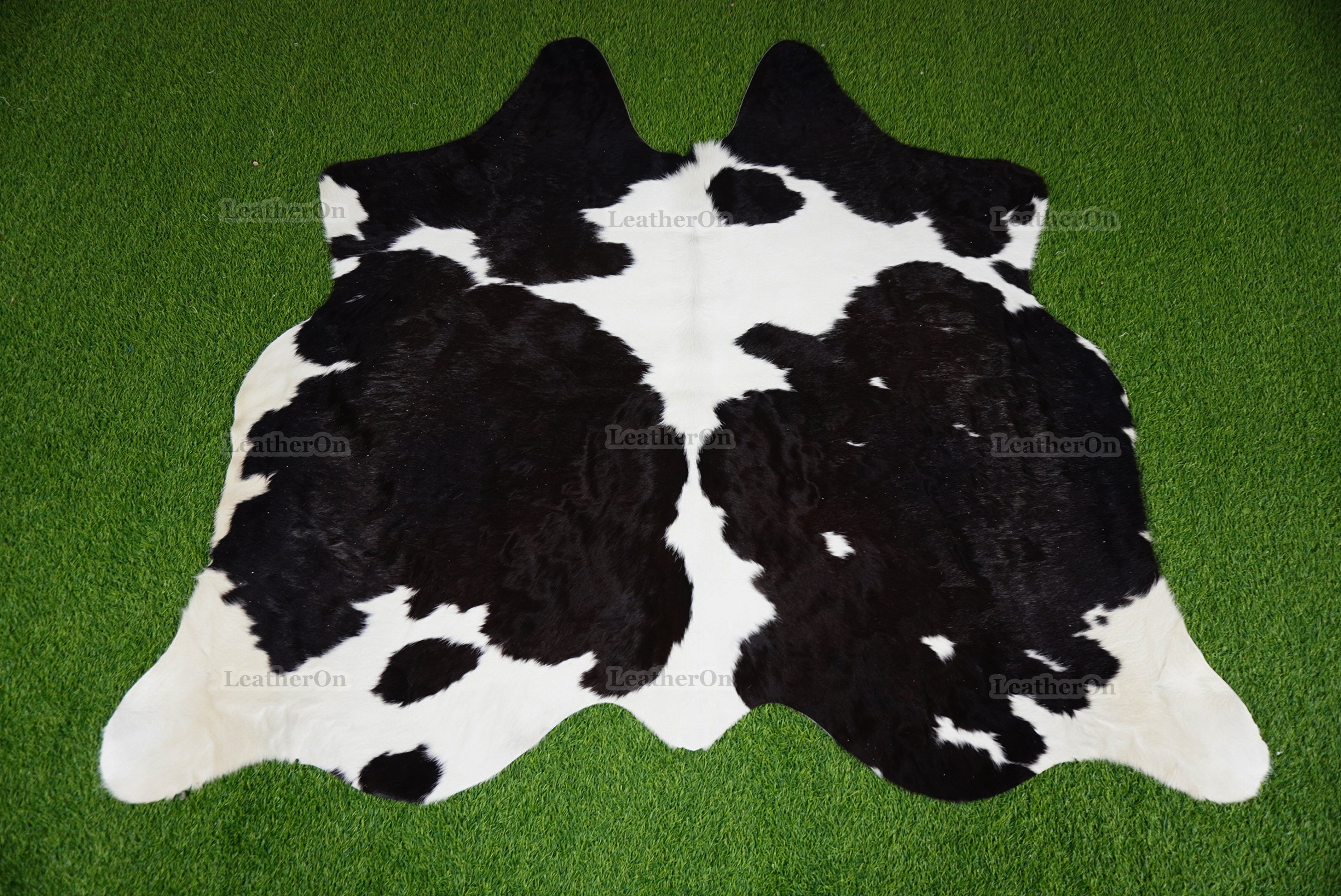 Black White Cowhide (5 X 5.5 ft.) Exact As Photo Cowhide Rug | 100% Natural Cowhide Area Rug | Real Hair-on Leather Cowhide Rug | C879